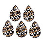 Gros pendentifs en tilleul imprimé simple face, breloque en forme de larme avec motif imprimé léopard