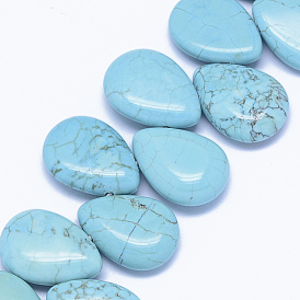 Natural Magnesite Beads Strands, Top Drilled Beads, Dyed & Heated, Teardrop