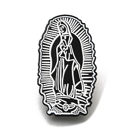 Holy Virgin Safety Enamel Pins, Black Alloy Badge for Suit Shirt Collar, Men/Women