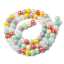 Electroplate Glass Beads Strands, AB Color Plated, Round