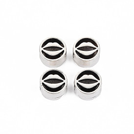 Tibetan Style Alloy European Beads Rhinestone Settings, Cadmium Free & Lead Free, Flat Round