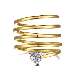 Родиевое покрытие 925 кольца из стерлингового серебра с оберткой на палец, женское кольцо с прозрачным цирконием в форме сердца