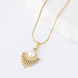 3 шт. старинные французские ожерелья из нержавеющей стали с имитацией жемчуга и подвеской-веером для женщин, белые