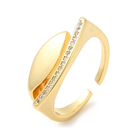 Латунные кольца-манжеты с конским глазом, открытое кольцо с прозрачным кубическим цирконием для женщин, без свинца и без кадмия