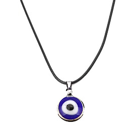 Blue Devil Eye Rope Chain Necklace with Evil Eye Pendant - 1cm, European and American Style