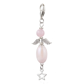 Acrylic Pendant Decorations, with Alloy Findings, Angel