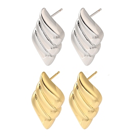 Rack Plating Brass Stud Earrings, Cadmium Free & Lead Free, Long-Lasting Plated, Rhombus