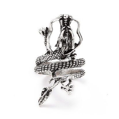 Кольца с широкими полосами дракона для мужчин, манжеты из сплава панк