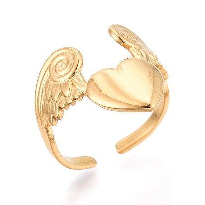 Регулируемые 304 манжеты из нержавеющей стали для женщин, крыло и сердце