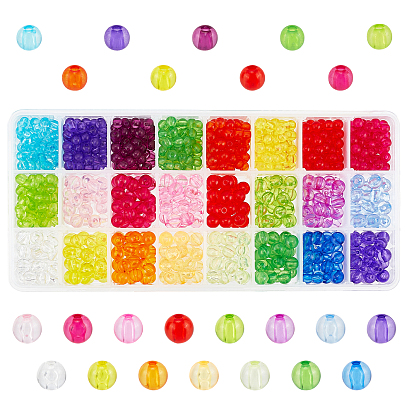 192G 24 Style Transparent Acrylic Beads, Round
