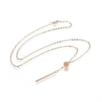 Brass Pendant Necklaces, with Cardboard Jewelry Boxes, Round