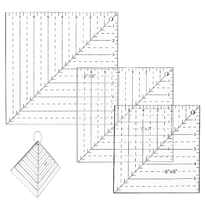 3шт 3 стили прозрачный акриловый швейный шаблон, для квилтинга со свободной подачей на бытовой машине, квадратный, с кольцами на петлях из железа с вкладными листами из ПК