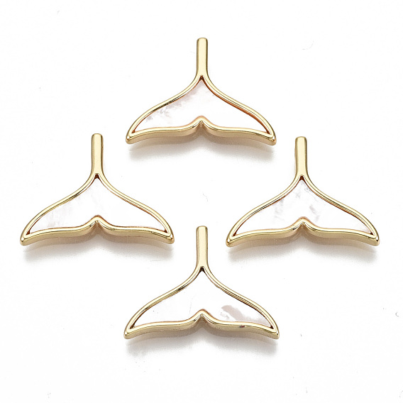 Natural Sea Shell Pendants, with Brass Findings, Nickel Free, Fishtail