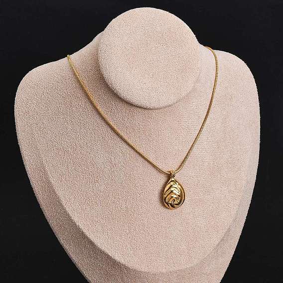 304 ожерелья из нержавеющей стали с подвеской в виде капли и змеиной цепью, ионное покрытие (ip)