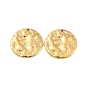 Ion Plating(IP) 304 Stainless Steel Pendants, Textured Flat Round Charm