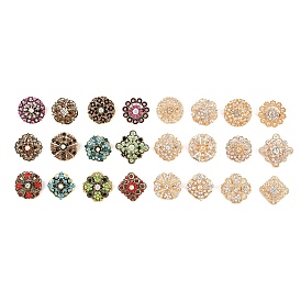 12шт изысканная брошь со стразами, Плоская круглая, ромбовидная и цветочная брошь из сплава со стразами для свадебного торжества