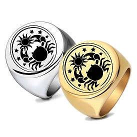 Punk Style Titanium Steel Signet Rings for Men, Crab