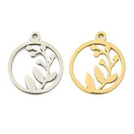 Ионное покрытие (ip) 201 подвески из нержавеющей стали, кольцо с цветочным шармом, лазерная резка