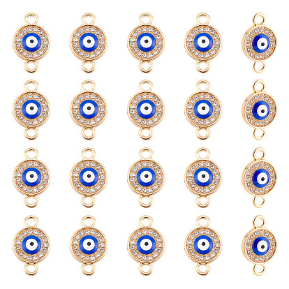 50Шармы из сплава шт., с хрустальным стразом и голубой эмалью, плоские круглые с сглаза