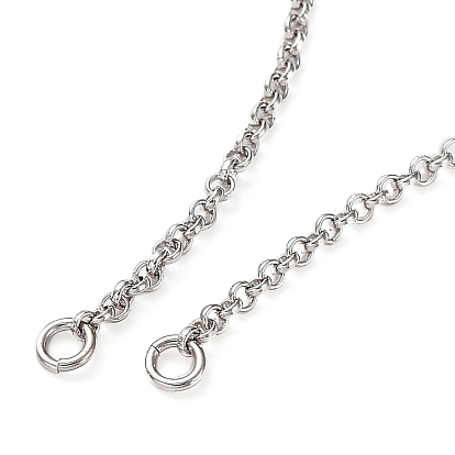 Rhodium Plated 925 Sterling Silver Rolo Chains Necklace Making, for Name Necklaces Making, with Spring Ring Clasps & S925 Stamp
