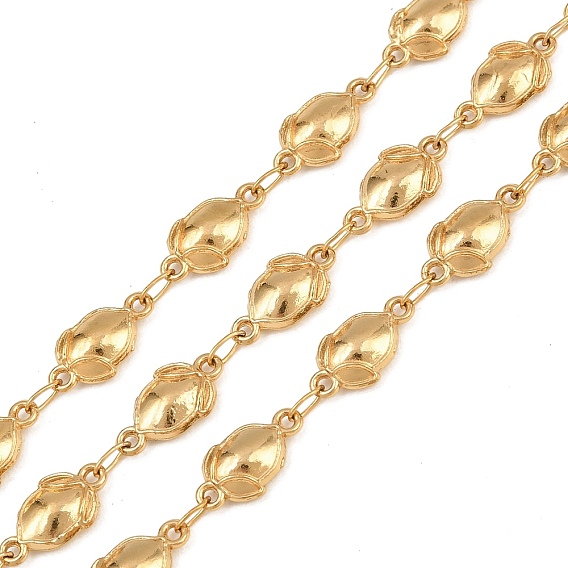 5M 304 Stainless Steel Fruit Link Chains, Soldered, with Spool, Ion Plating(IP), Long-Lasting Plated