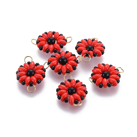 MIYUKI & TOHO Handmade Japanese Seed Beads Links, Loom Pattern, Sun Flower