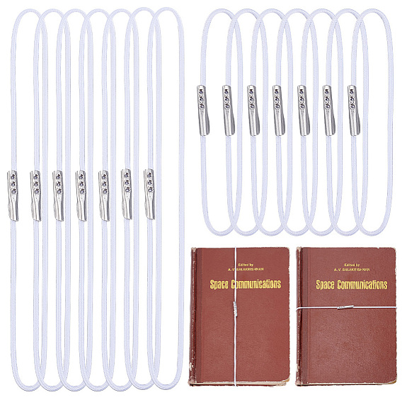 40Pcs 2 Styles Polyester Elastic Cord for Notebook, with Iron Findings, Platinum