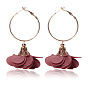 Retro Ethnic Style Rose Pendant Earrings with Large Circle - HY-6980-1