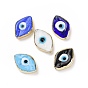 Handmade Lampwork Beads, with Golden Plated Brass Findings, Cadmium Free & Lead Free, Horse Eye with Evil Eye