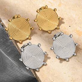 Ионное покрытие (ip) 304 серьги-гвоздики из нержавеющей стали для женщин, плоско-круглые