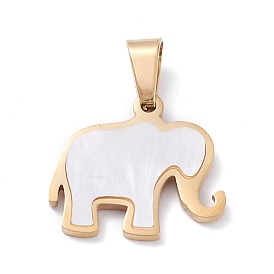 Вакуумное покрытие pvd 304 нержавеющая сталь с подвесками из натуральной белой ракушки, долговечный, с 201 защелкой из нержавеющей стали на поручнях, слон