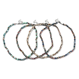 Sparkling Glass Beaded Necklace with 304 Stainless Steel Clasps