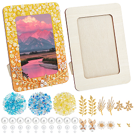 Наборы материалов для изготовления деревянных подставок для фоторамок своими руками, в том числе кабошоны из смолы, сплава и железа., имитация жемчуга акриловые, Стеклянные бусины