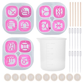 SUNNYCLUE Silicone Molds Making Kits, with Silicone Molds & Measuring Cup, Plastic Pipettes, Wooden Ice Cream Sticks, Latex Finger Cots
