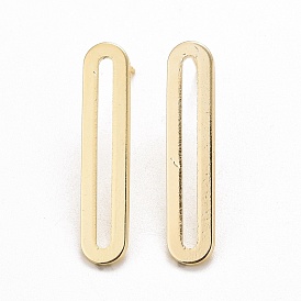 Brass Long Oval Stud Earrings, Minimalist Geometry Earrings for Women, Cadmium Free & Lead Free