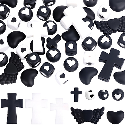 9 стильные силиконовые бусины, крест и сердце и крыло