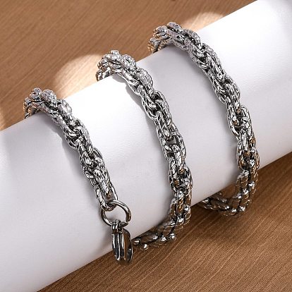 6.5мм 304 ожерелья из текстурированной веревочной цепи из нержавеющей стали, не тускнеет