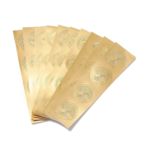 Self Adhesive Gold Foil Embossed Stickers, Medal Decoration Sticker, Mixed Pattern