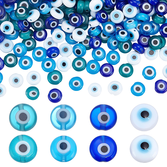 200 шт 4 цвета ручной работы бусины лэмпворк сглаза, плоско-круглые