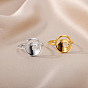 Vintage Hydraulic Heart Geometric Ring for Couples - 18k Stainless Steel Open Ring