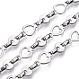 661 Stainless Steel Heart & Flat Round & Oval Link Chains, Unwelded, with Spool