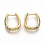 Brass Micro Pave Colorful Cubic Zirconia Hoop Earrings, Real 16K Gold Plated