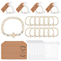 24шт. круглых деревянных браслетов с бусинами, эластичных, с 24шт. подарочные бирки из крафт-бумаги, 24 подарочные пакеты из органзы
