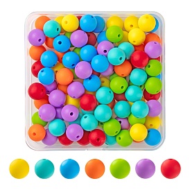7 Colors Food Grade Eco-Friendly Silicone Beads, Chewing Beads For Teethers, DIY Nursing Necklaces Making, Round