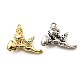 Rack Plating Brass Charms, with Jump Ring, Lead Free & Cadmium Free, Long-Lasting Plated, Cupid Charm