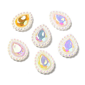 Opaque Resin Cabochons, Teardrop, AB Color Plated