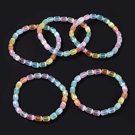 Bracelet extensible en perles ovales en sélénite naturelle teinte pour femmes