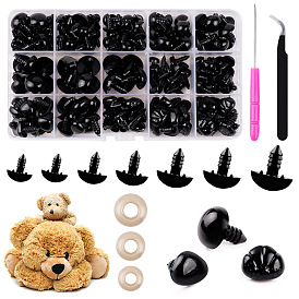 Plastic Safety Craft Eye & Nose Set, with Spacer and Tweezers & Screwdriver, for DIY Doll Toys Puppet Plush Animal Making