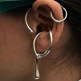 Clip de oreja geométrico exagerado - minimalista, europeo y americano, viento frío, decoración de oreja no perforada.