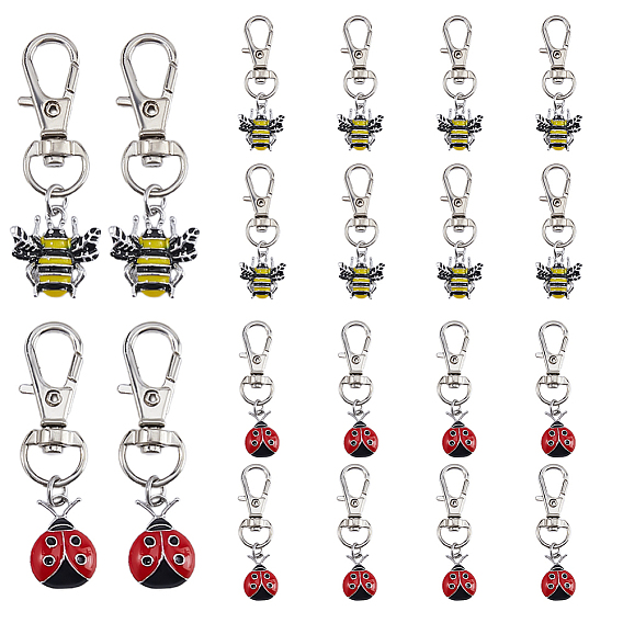 20 шт. 2 стильные эмалевые подвески в виде насекомых, с сплава шарнирного когтя омара застежками, платина